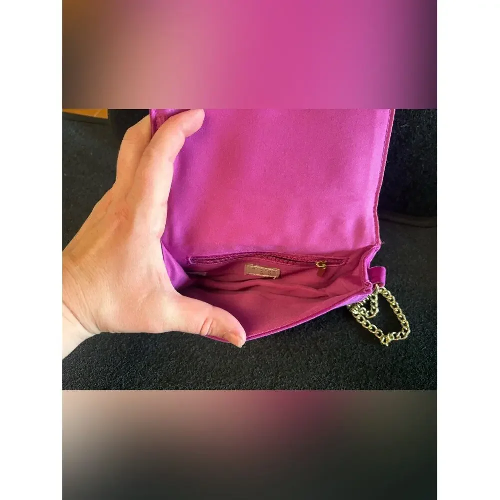 a.n.a. Hot Pink Velvet Quilted Crossbody Bag Gold Chain Turn Lock Purse